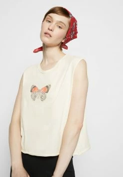 Rag & Bone BUTTERFLY CROPPED MUSCLE WHITE LABEL - Print T-shirt - White -US rag & bone Sales shop 133860b870e643c1977fc7e49a7ee51f