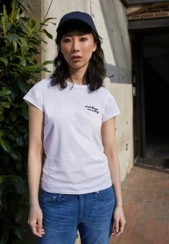 Rag & Bone GOOD THINGS ARE COMING TEE LABEL - Print T-shirt - White