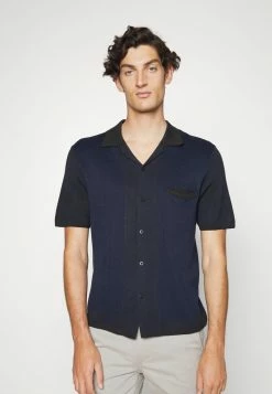 Rag & Bone HERRINGBONE SNAP FRONT AVERY - Shirt - Black/navy -US rag & bone Sales shop 2eab7b2b47f744b09fb063763c91b140