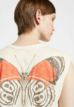 Rag & Bone BUTTERFLY CROPPED MUSCLE WHITE LABEL - Print T-shirt - White -US rag & bone Sales shop 461216285dd84aaab2b59a17c525e9a8