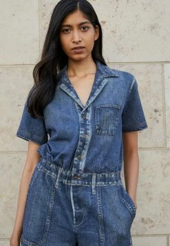 Rag & Bone MIRAMAR ROMPER - Jumpsuit - Blue Denim -US rag & bone Sales shop d9e88240eb3d4ab7a3fe65b57eadc631