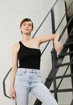 Rag & Bone ZOE ASYMMETRIC TANK LABEL - Top - Black